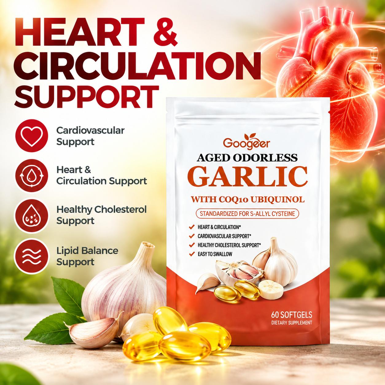 Coq10 Ubiquinol Softgel - Aged Odorless Garlic Softgels Promote Cardiovascular