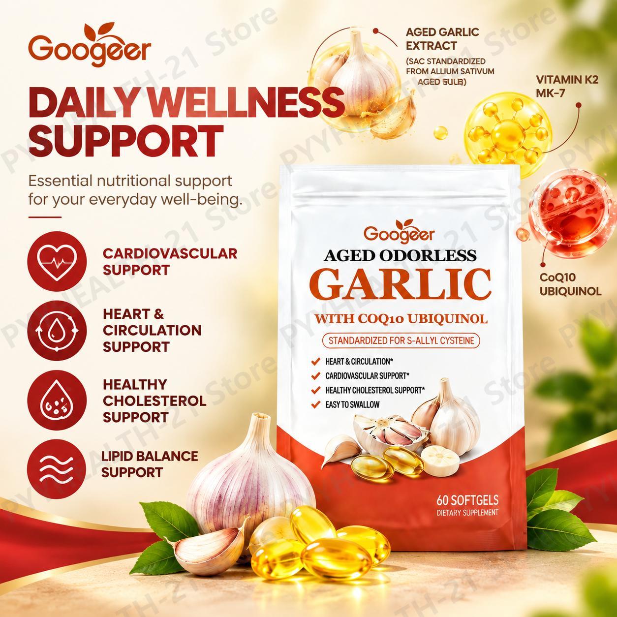 Aged Odorless Garlic Softgels  - đánh giá và giá Coq10 Ubiquinol Softgel
