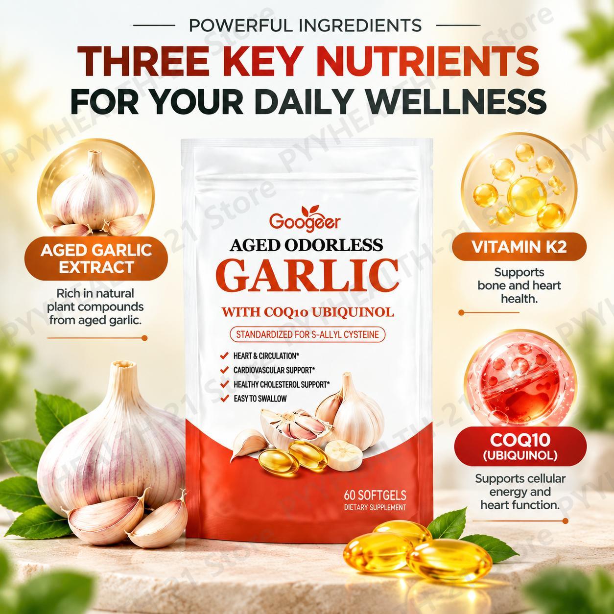 Aged Odorless Garlic Softgels  - đánh giá và giá Coq10 Ubiquinol Softgel