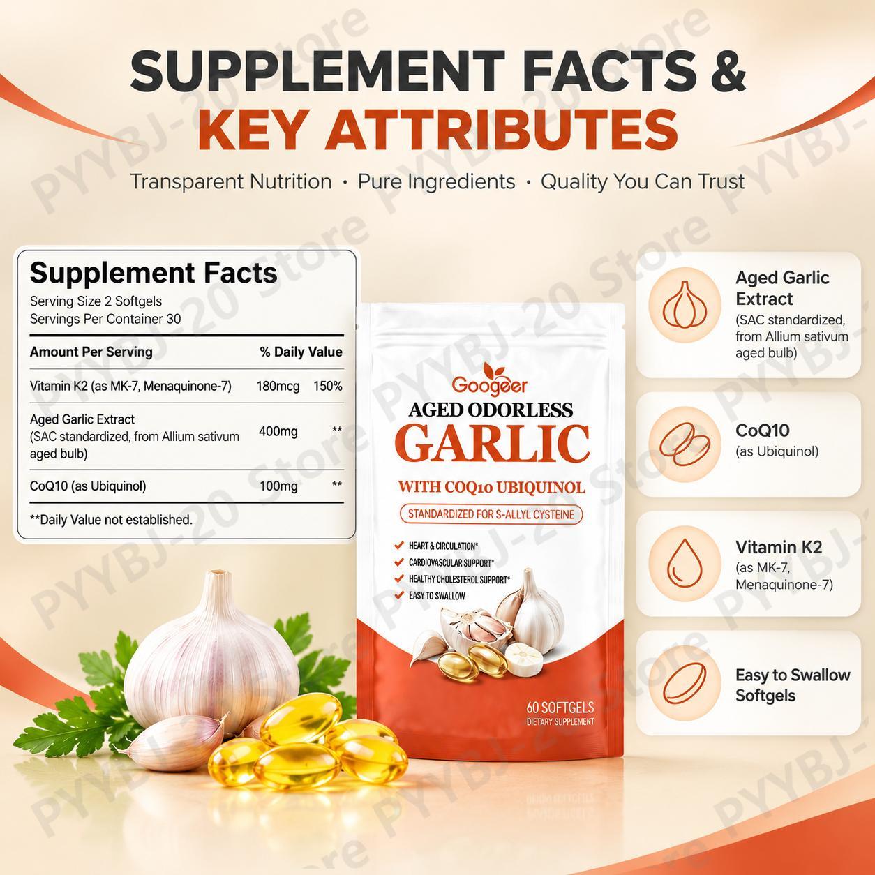 Googeer Aged Odorless Garlic S - đánh giá và giá Coq10 Ubiquinol Softgel